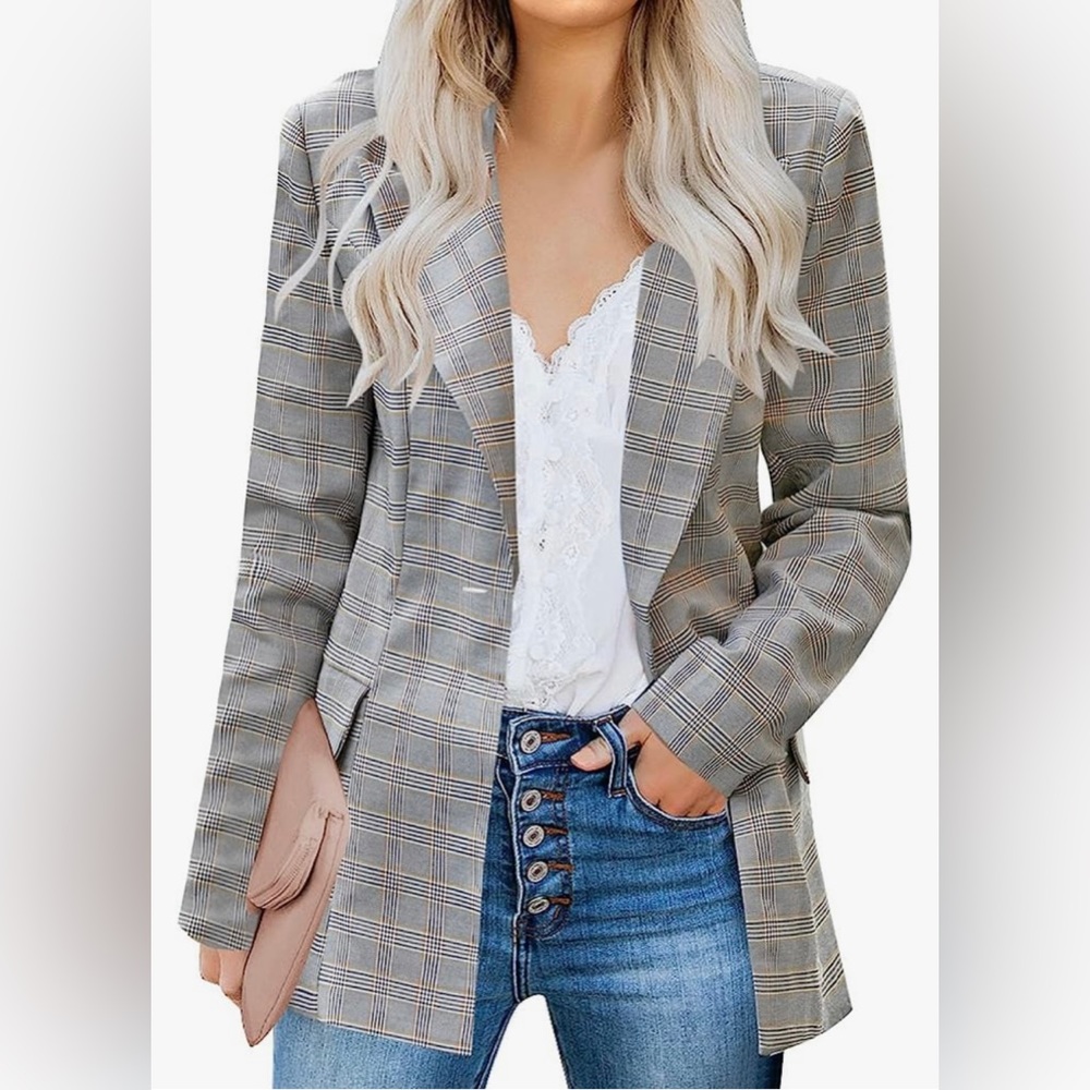 Women's Casual Long Sleeve Lapel Button Slim Work Office Blazer Jacket